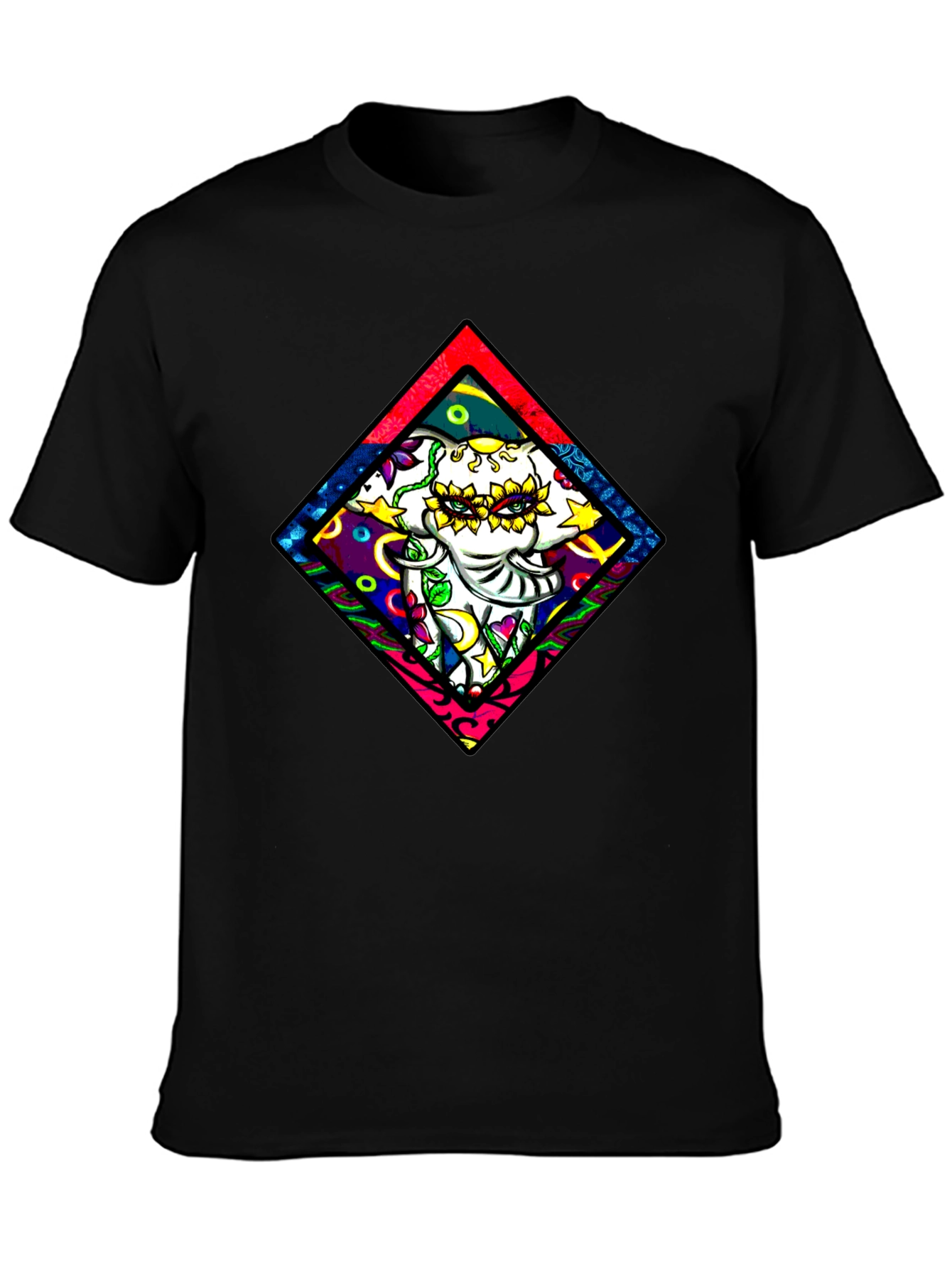Elephant Diamond Graphic T-Shirt - Black