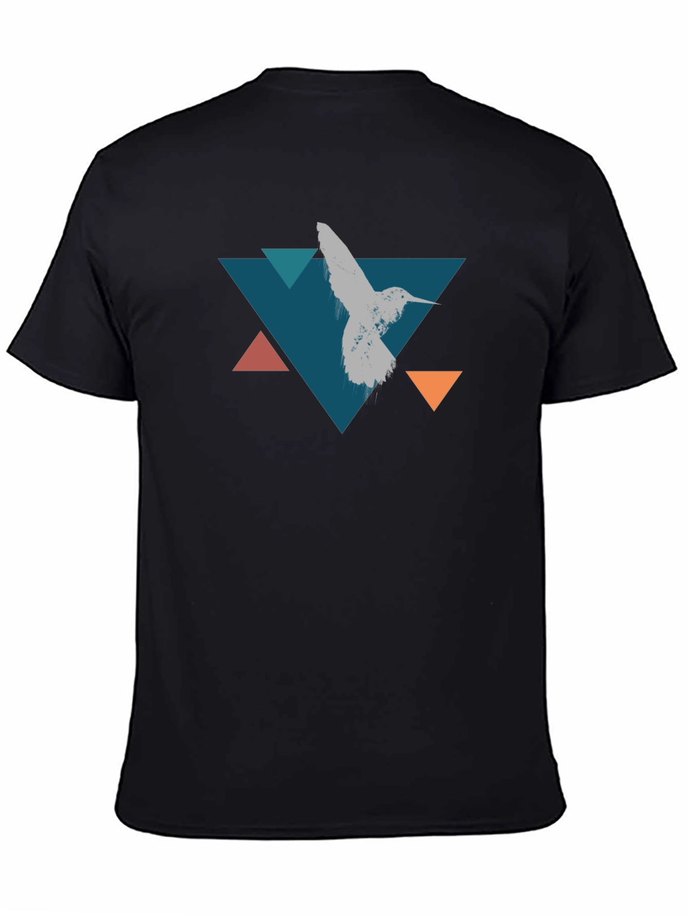 Geometric Hummingbird T-Shirt - Stylish Black Tee