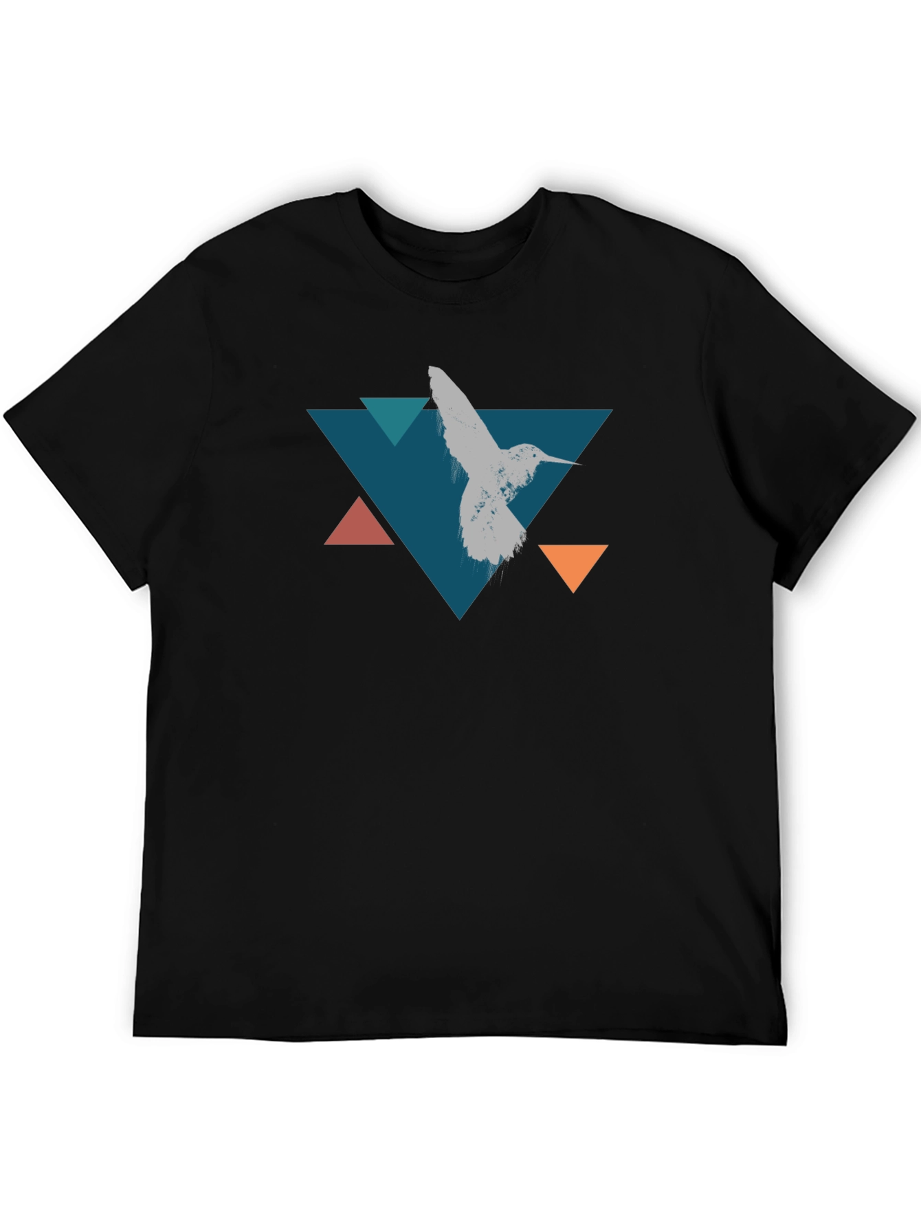 Geometric Hummingbird T-Shirt - Stylish Black Tee