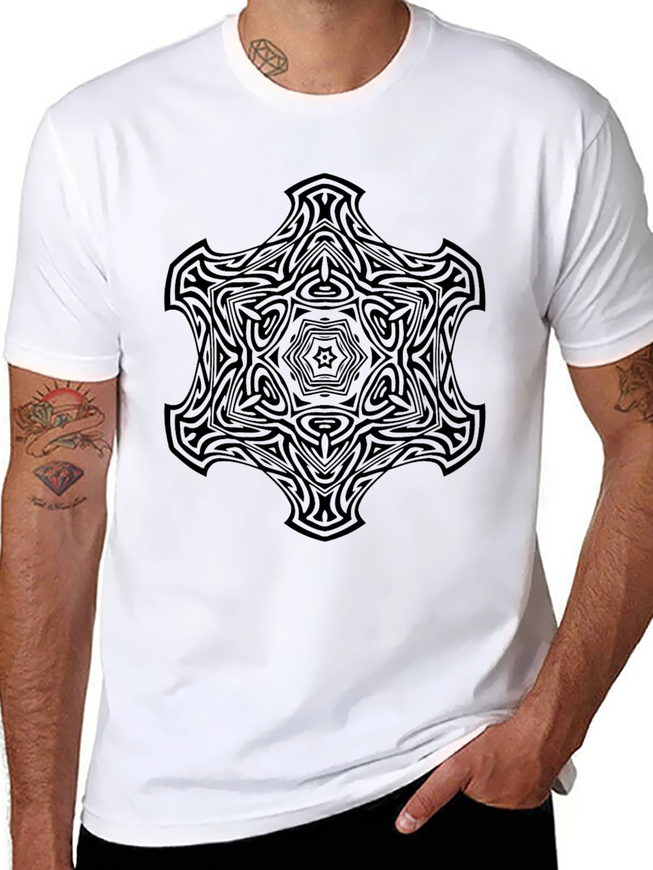 Abstract Graphic Print Black Tee