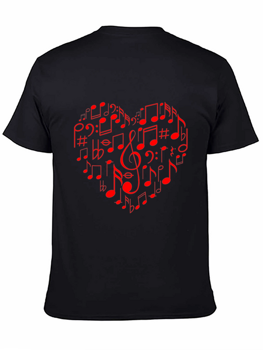 Musical Heart Tee - Red Notes on Black