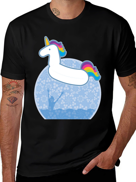 Unicorn Pool Float Graphic Tee - Black