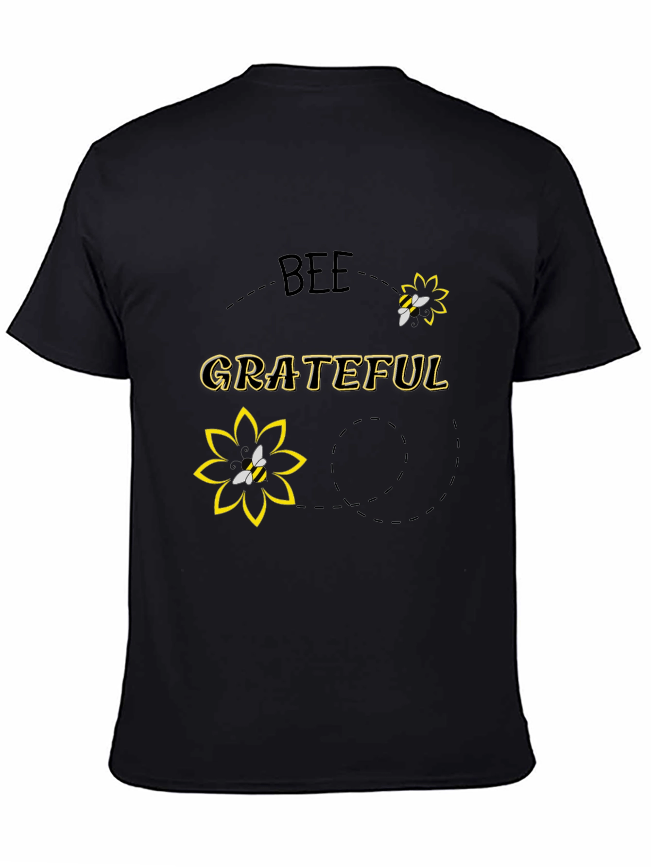 Bee Grateful Black Graphic T-Shirt