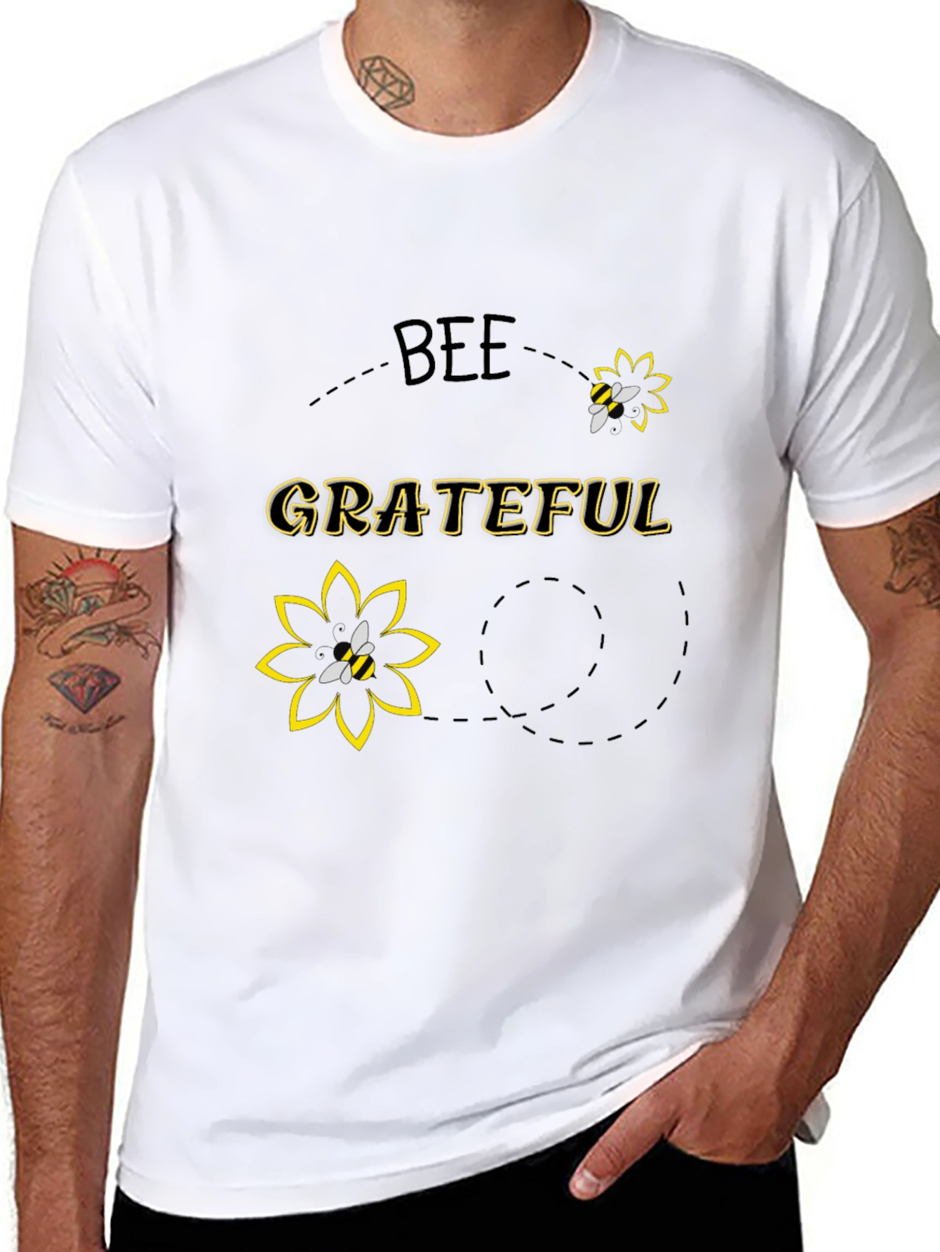 Bee Grateful Black Graphic T-Shirt