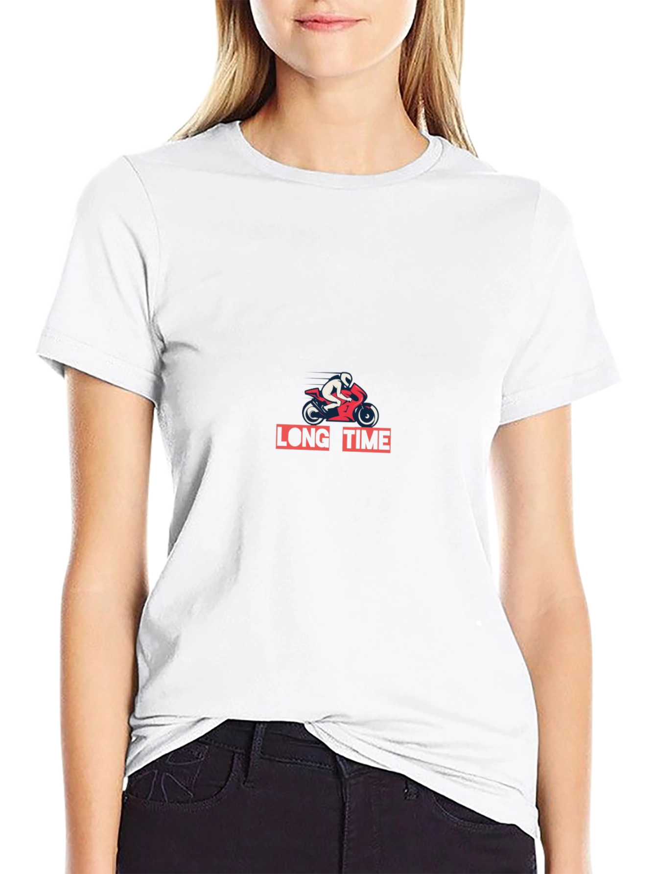 Motorcycle Rider Graphic T-Shirt - Long Time Design