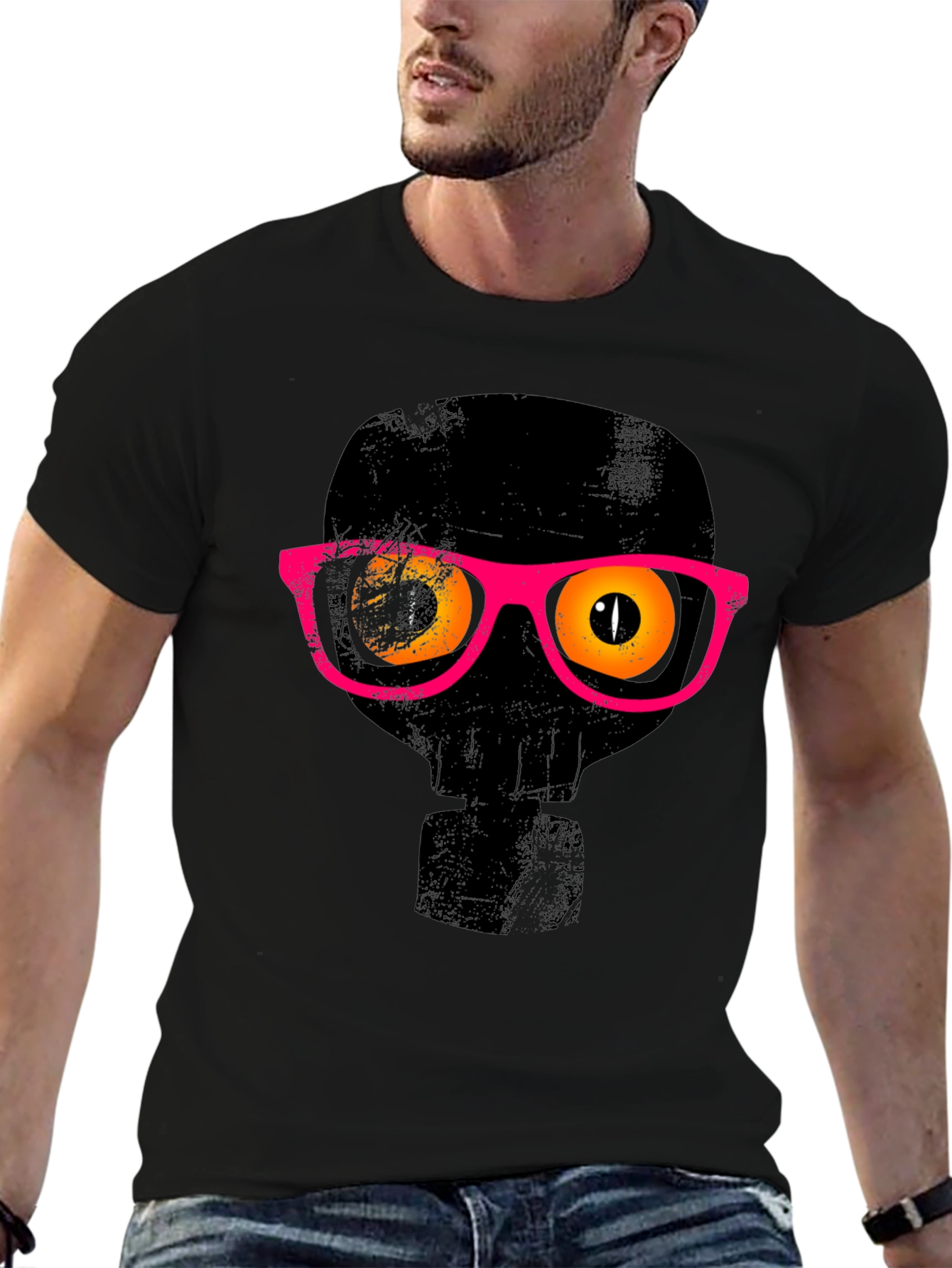 Funky Skull Graphic Tee - Mens Black T-Shirt