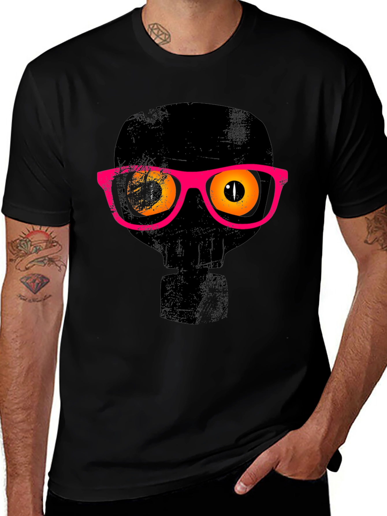 Funky Skull Graphic Tee - Mens Black T-Shirt