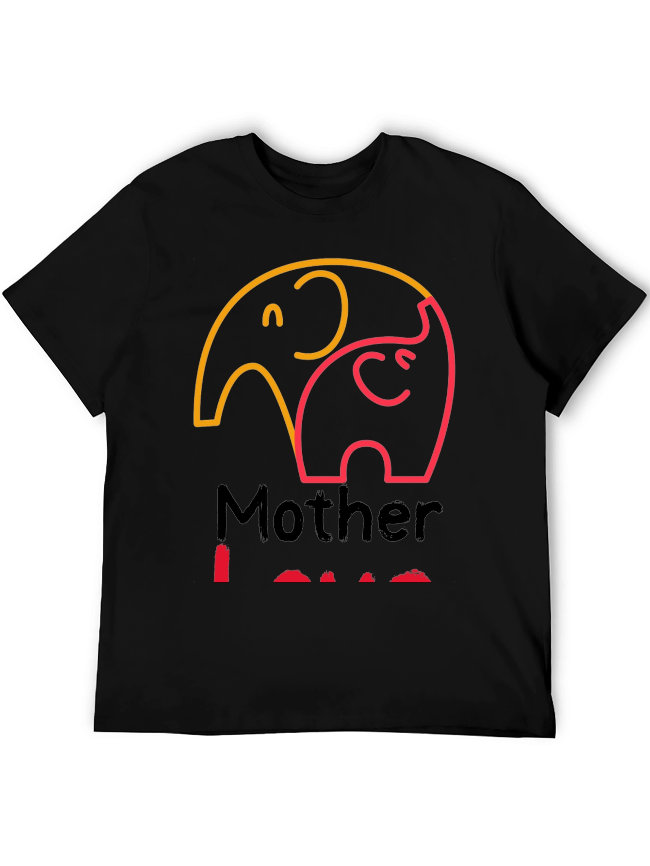 Mother Love Elephant Graphic Tee - Black