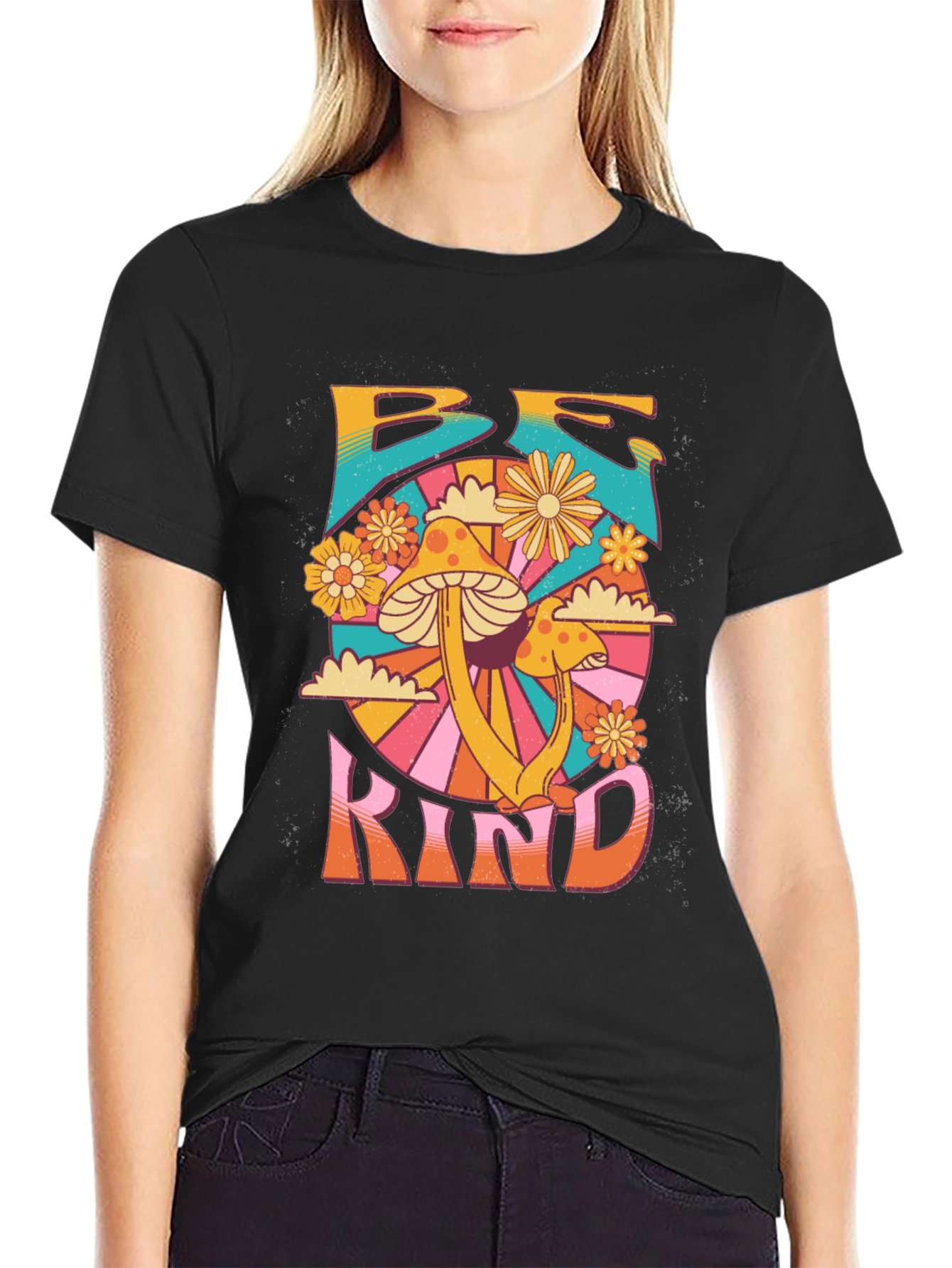 Be Kind Mushroom Graphic Tee - Retro Style