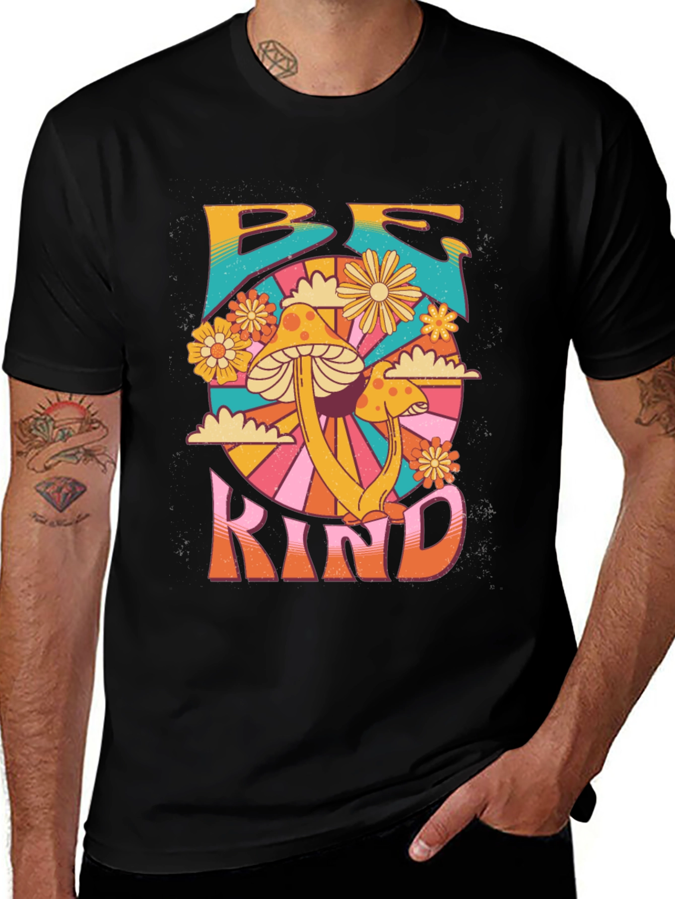 Be Kind Mushroom Graphic Tee - Retro Style
