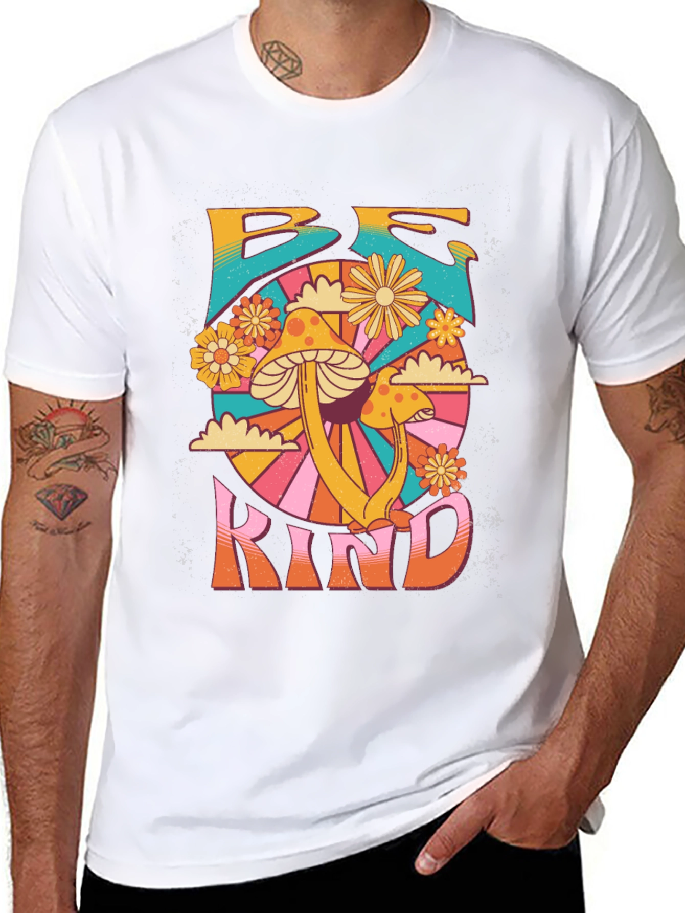Be Kind Mushroom Graphic Tee - Retro Style