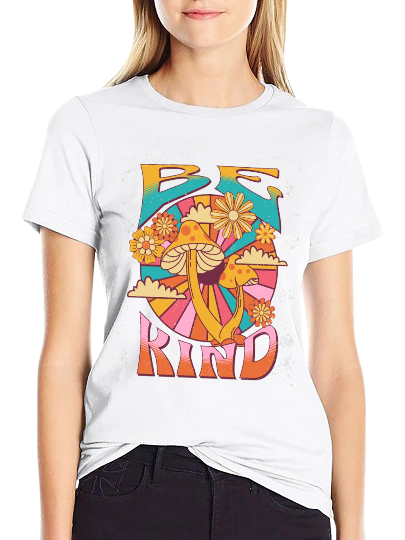 Be Kind Mushroom Graphic Tee - Retro Style