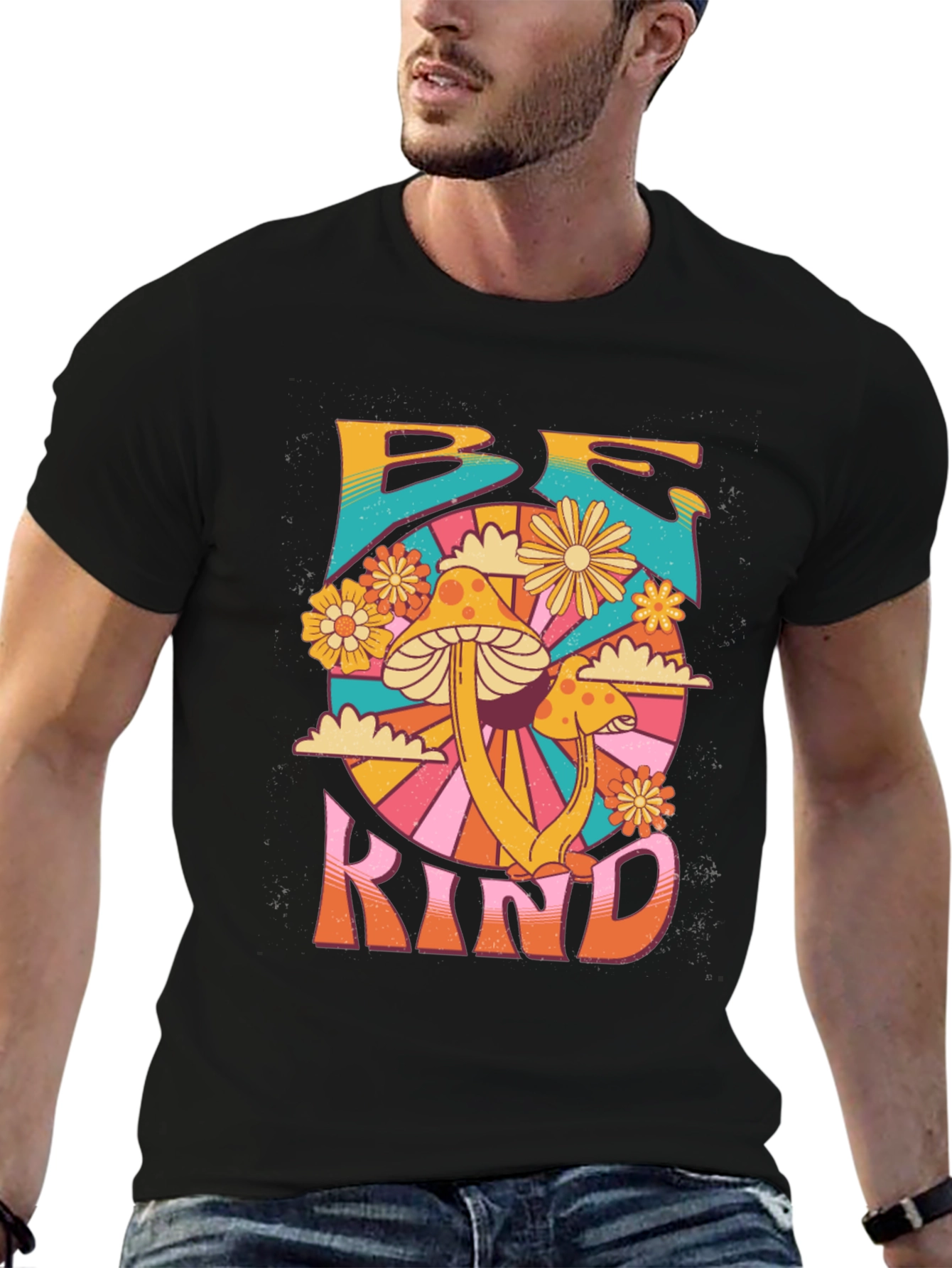 Be Kind Mushroom Graphic Tee - Retro Style