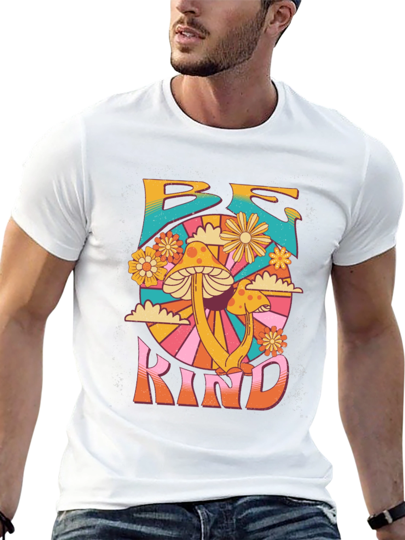 Be Kind Mushroom Graphic Tee - Retro Style