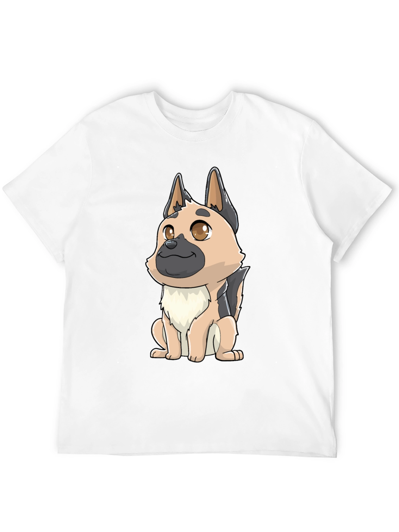 Cartoon German Shepherd Black T-Shirt