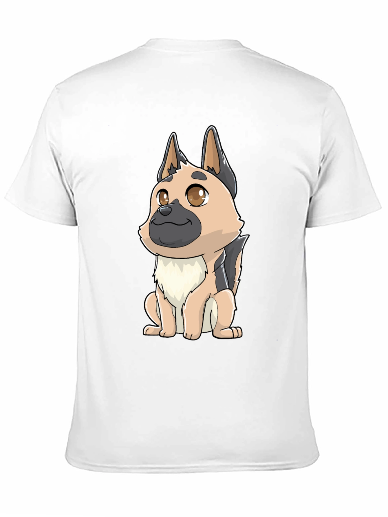 Cartoon German Shepherd Black T-Shirt