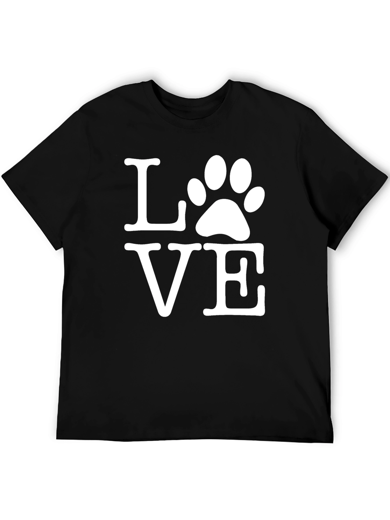 LOVE Paw Print Graphic Tee - Black Cotton Shirt