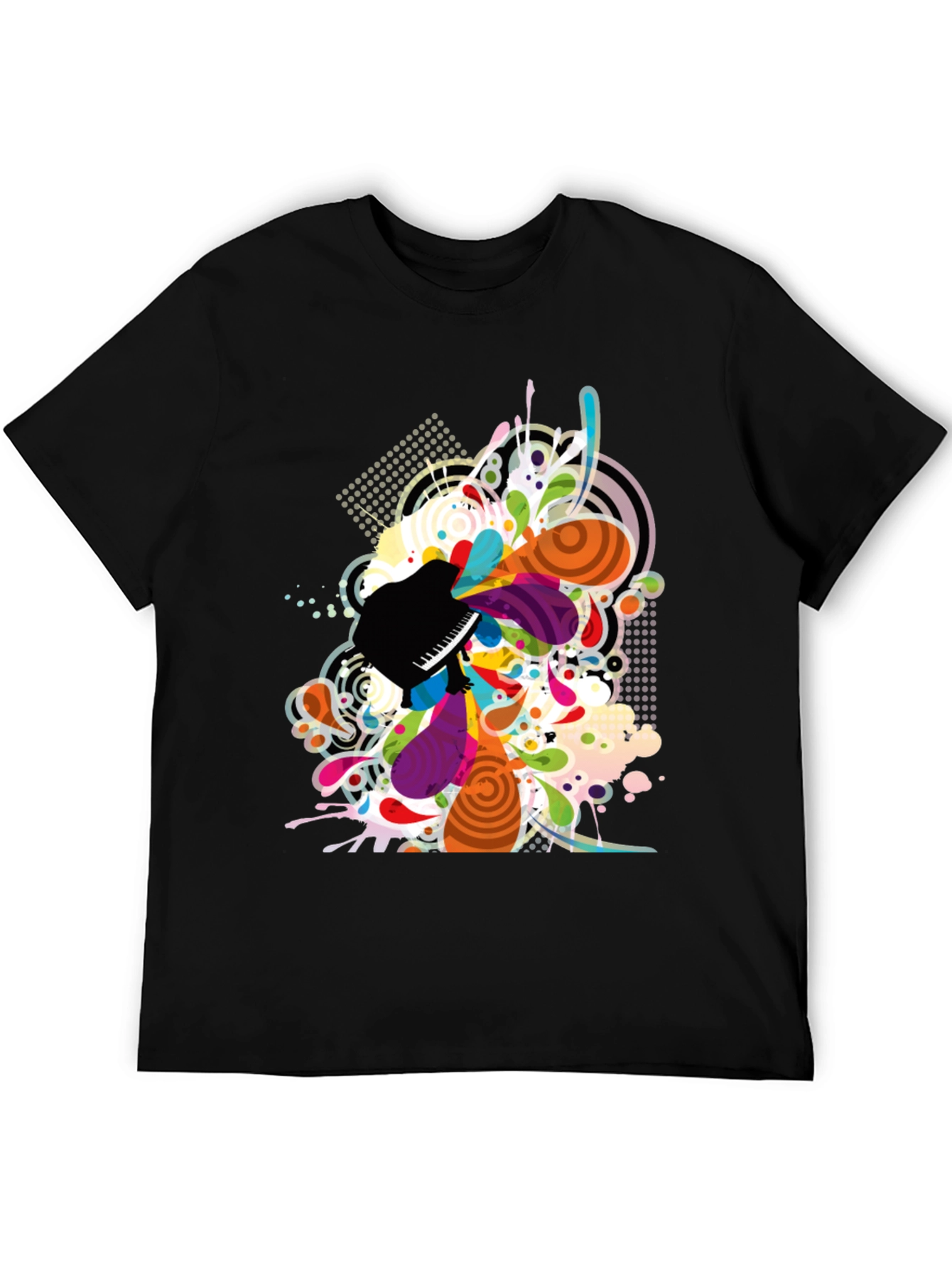 Abstract Piano Art Print Mens Black T-Shirt