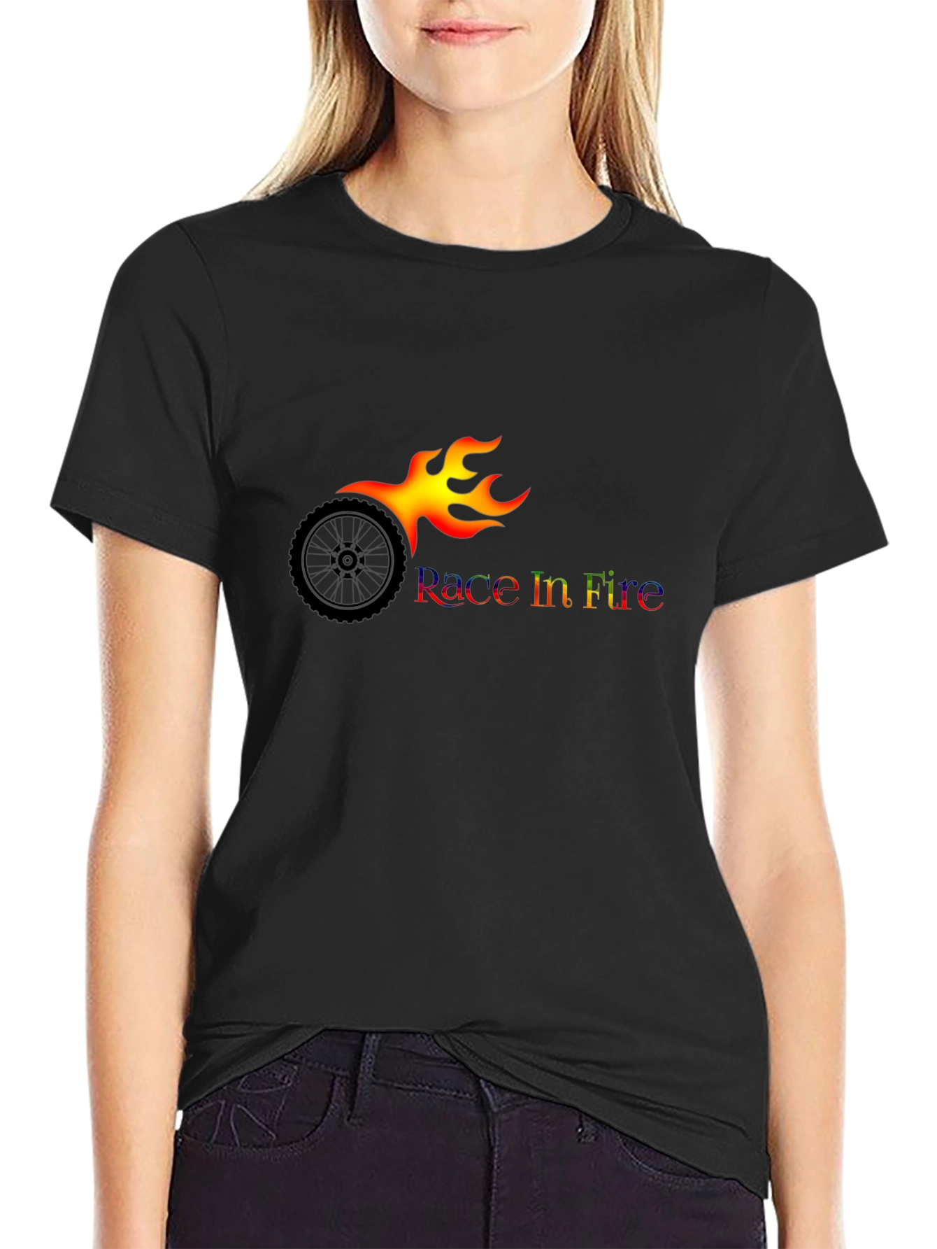 Race In Fire Black T-Shirt