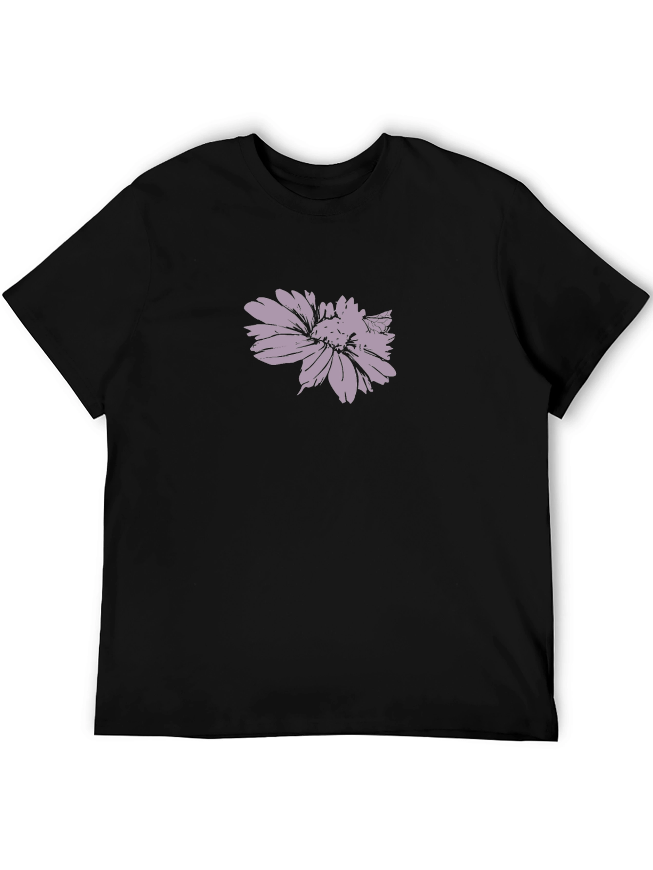 Mens Black T-Shirt with Floral Print