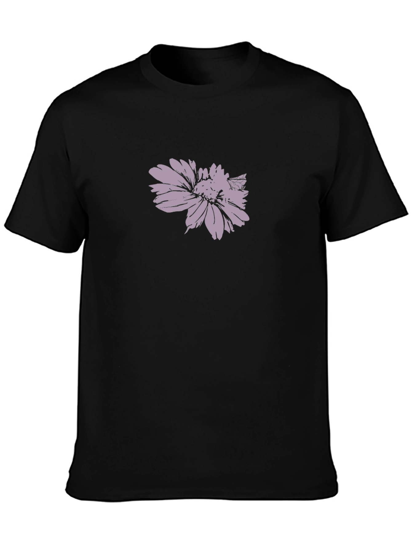 Mens Black T-Shirt with Floral Print