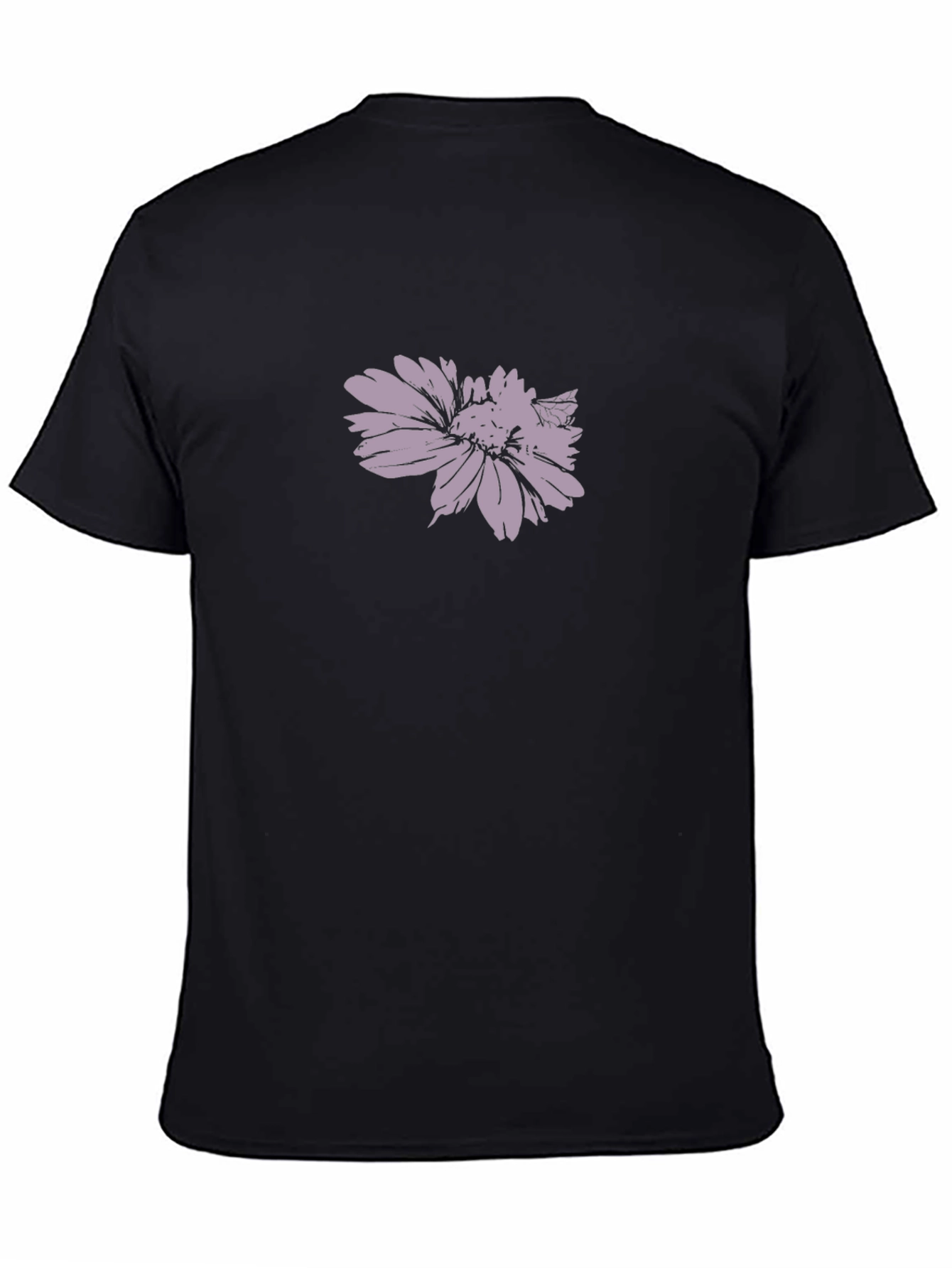 Mens Black T-Shirt with Floral Print