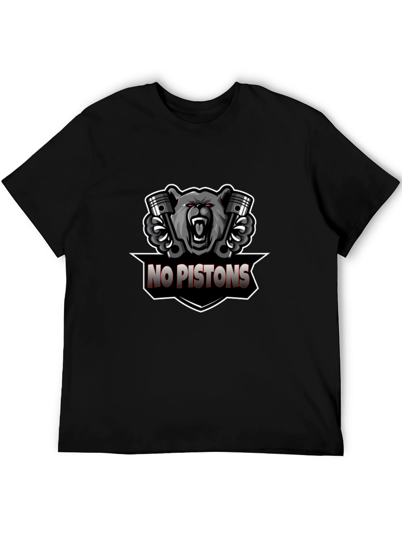 No Pistons Bear Graphic T-Shirt - Black