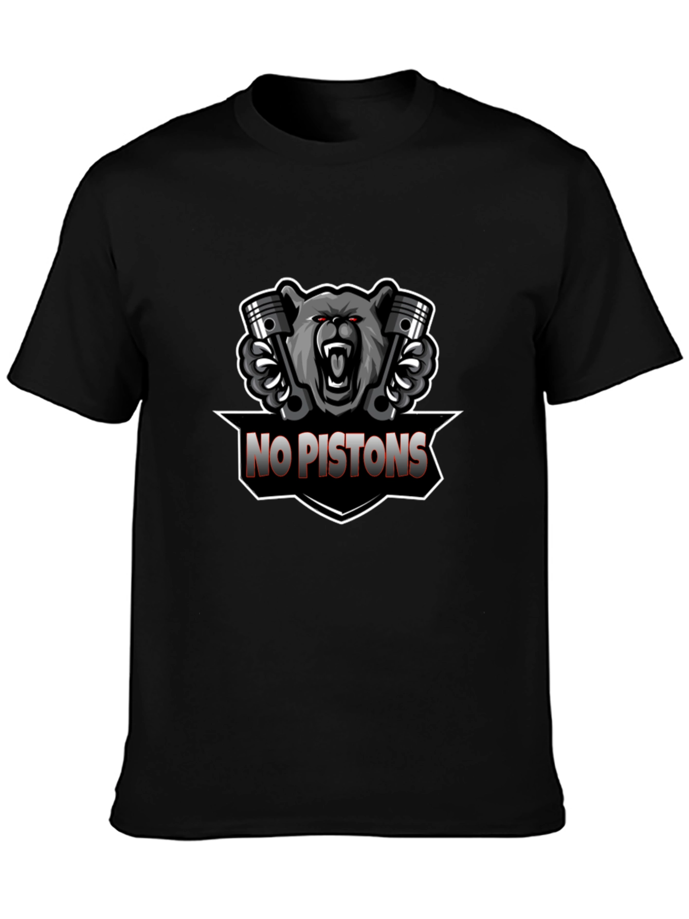 No Pistons Bear Graphic T-Shirt - Black