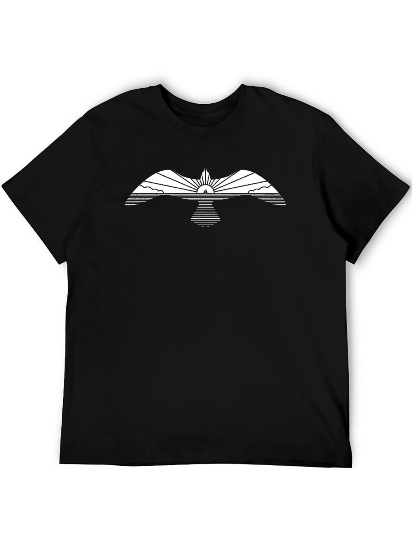Modern Graphic Tee - Sunrise Bird Design