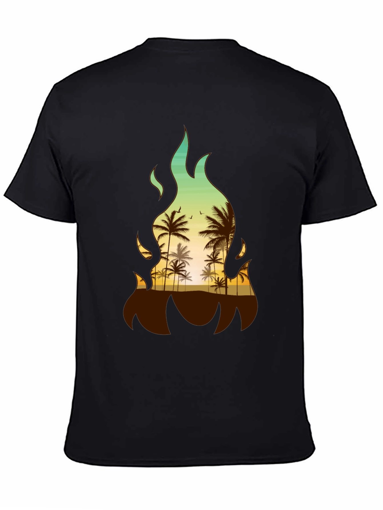 Tropical Fire Palm Tree Graphic Tee