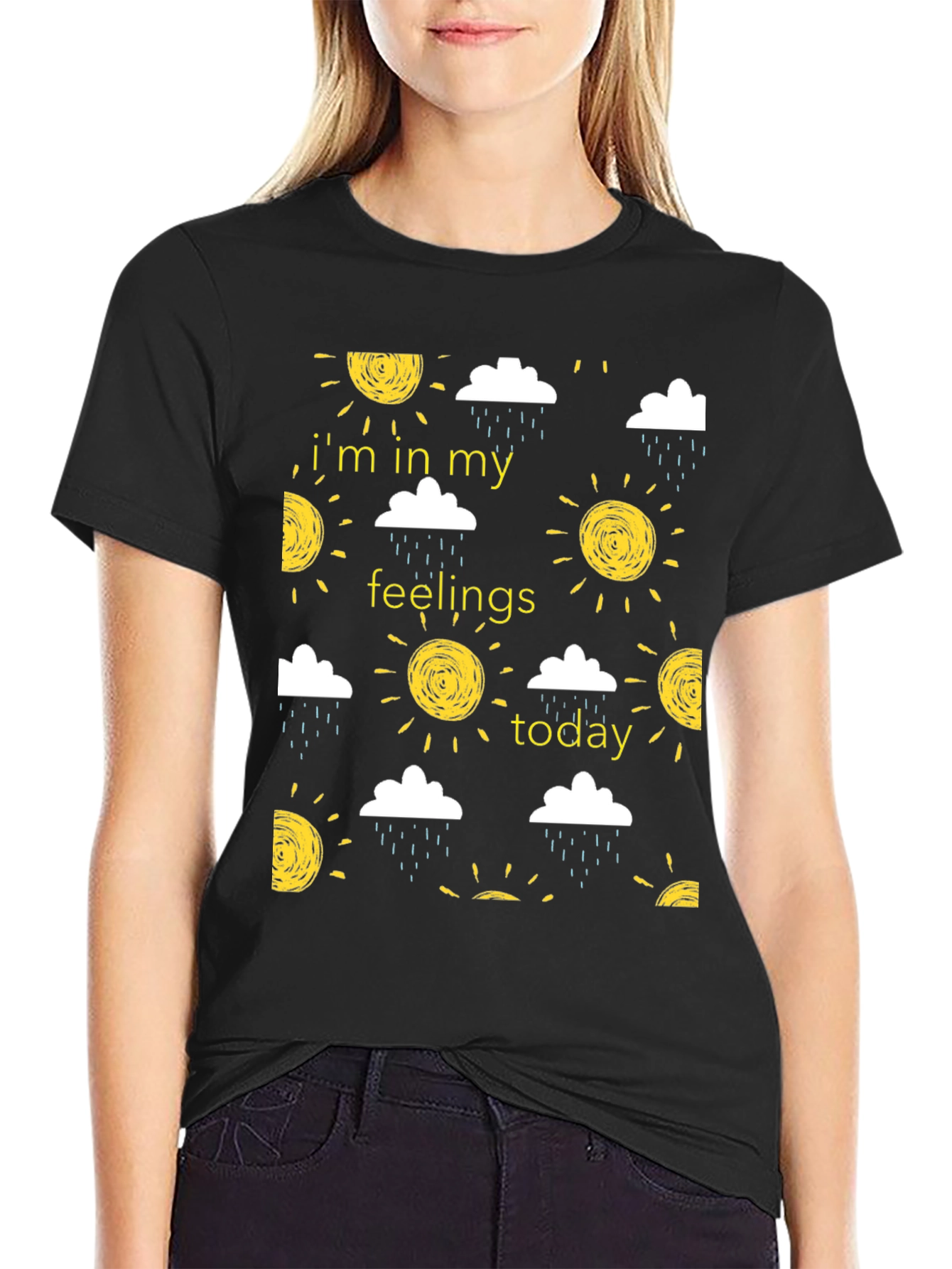 Expressive Black T-Shirt - In My Feelings Today
