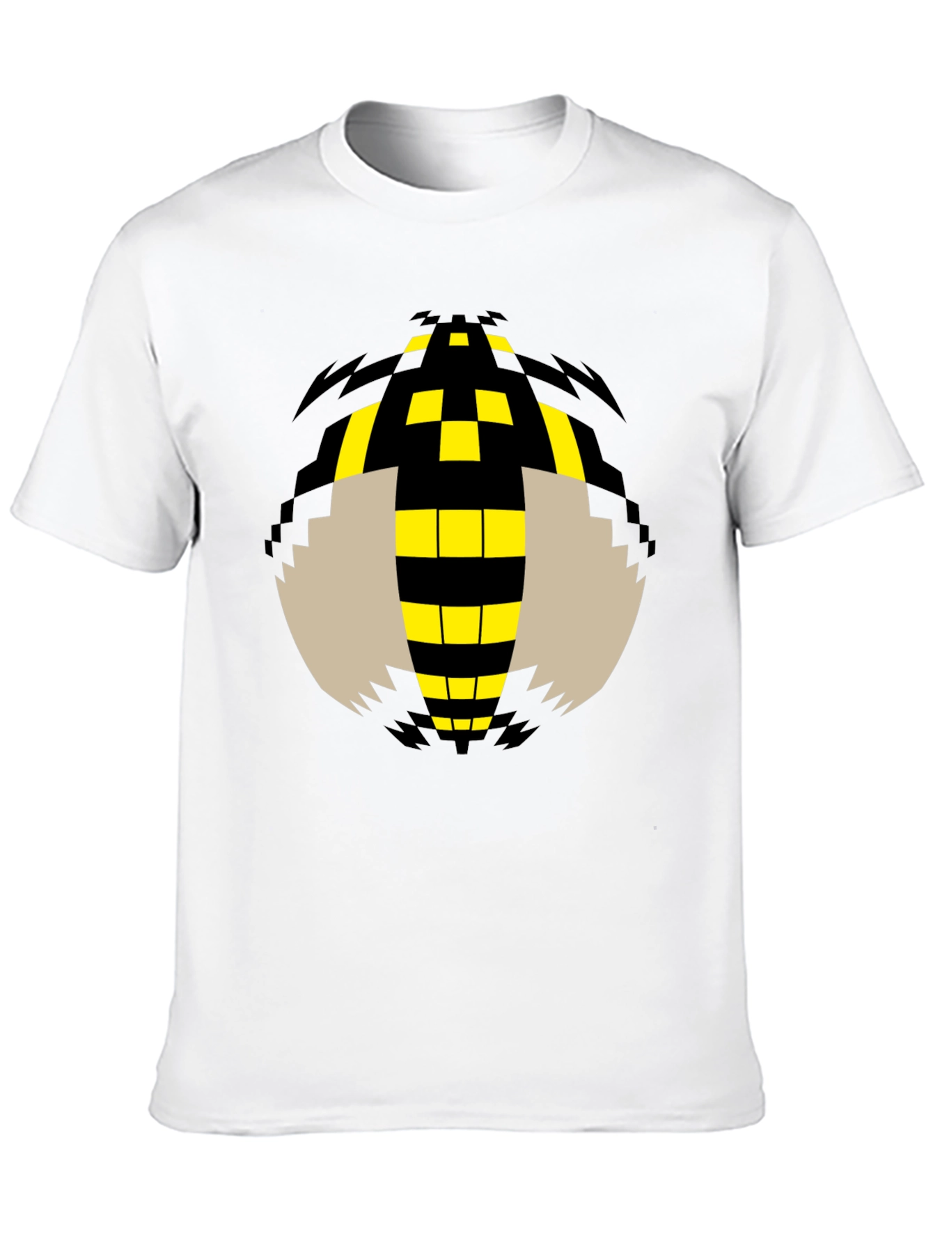 Pixelated Bee Graphic Tee - Black Cotton T-Shirt
