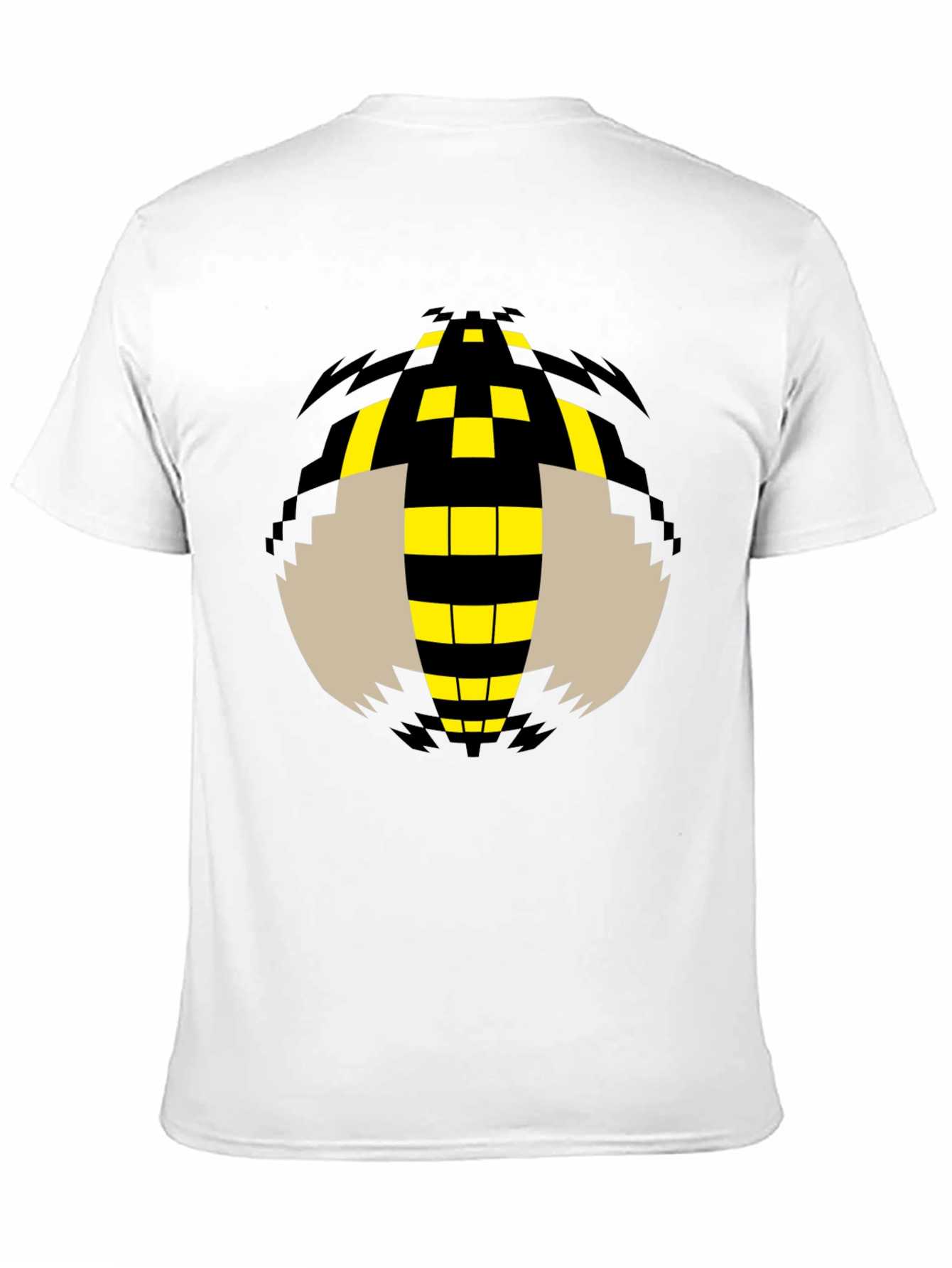 Pixelated Bee Graphic Tee - Black Cotton T-Shirt