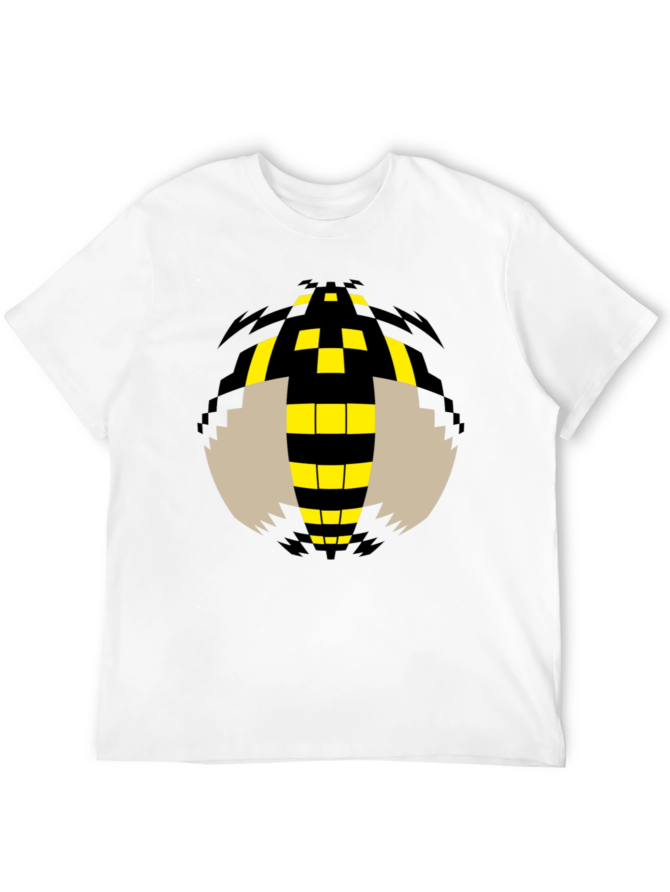 Pixelated Bee Graphic Tee - Black Cotton T-Shirt
