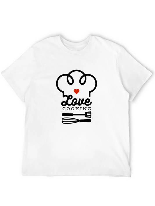 Love Cooking Black T-Shirt - Chef Hat Whisk Graphic Tee