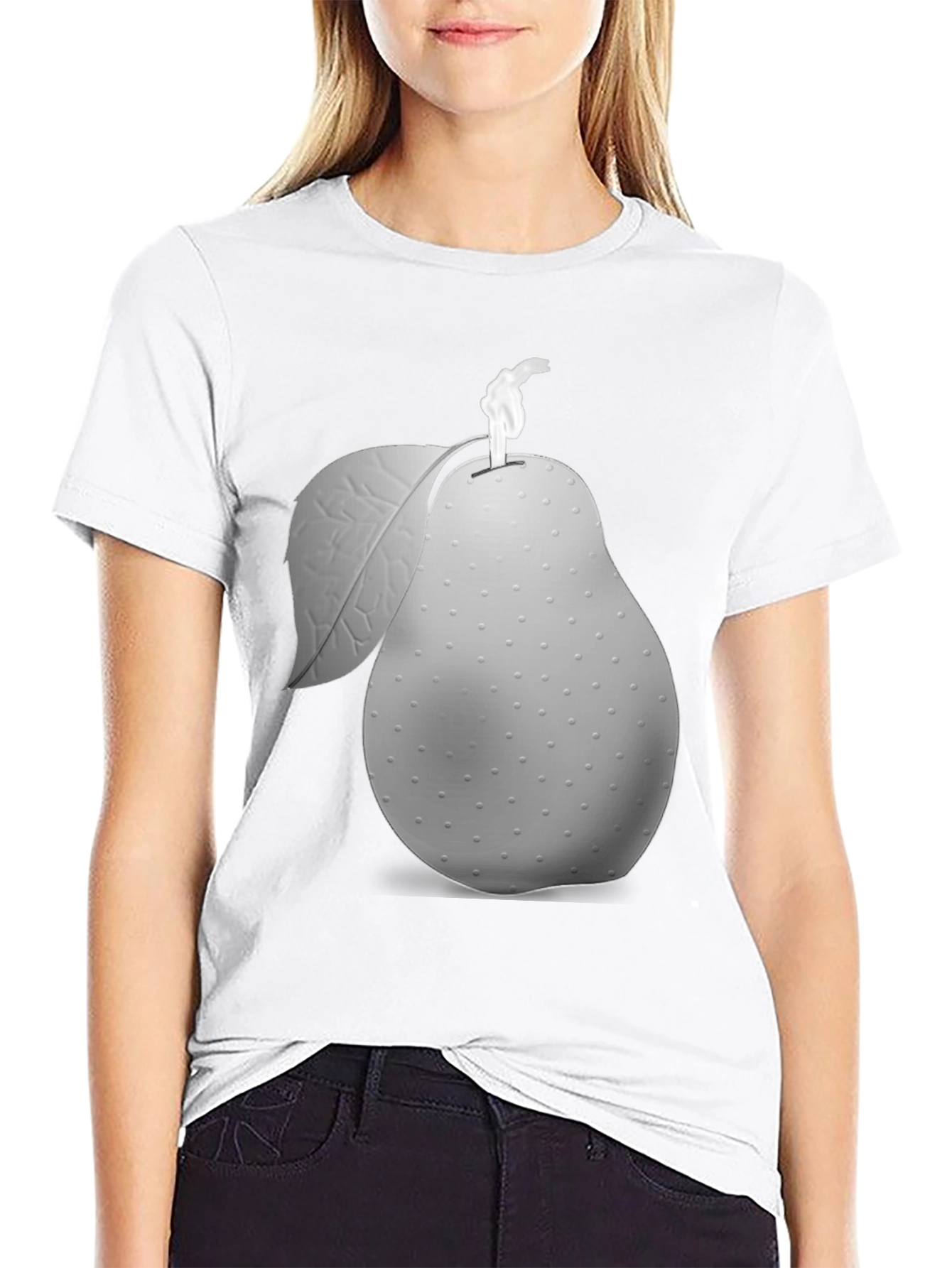 Unique Pear Graphic Black T-Shirt