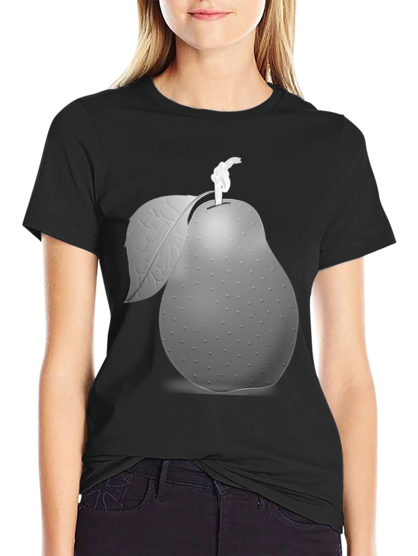 Unique Pear Graphic Black T-Shirt