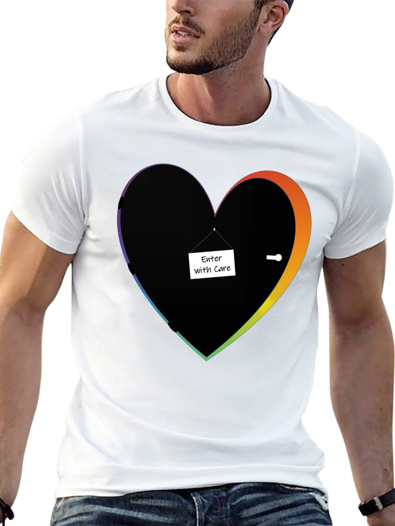Enter With Care Heart Doorway Graphic Tee