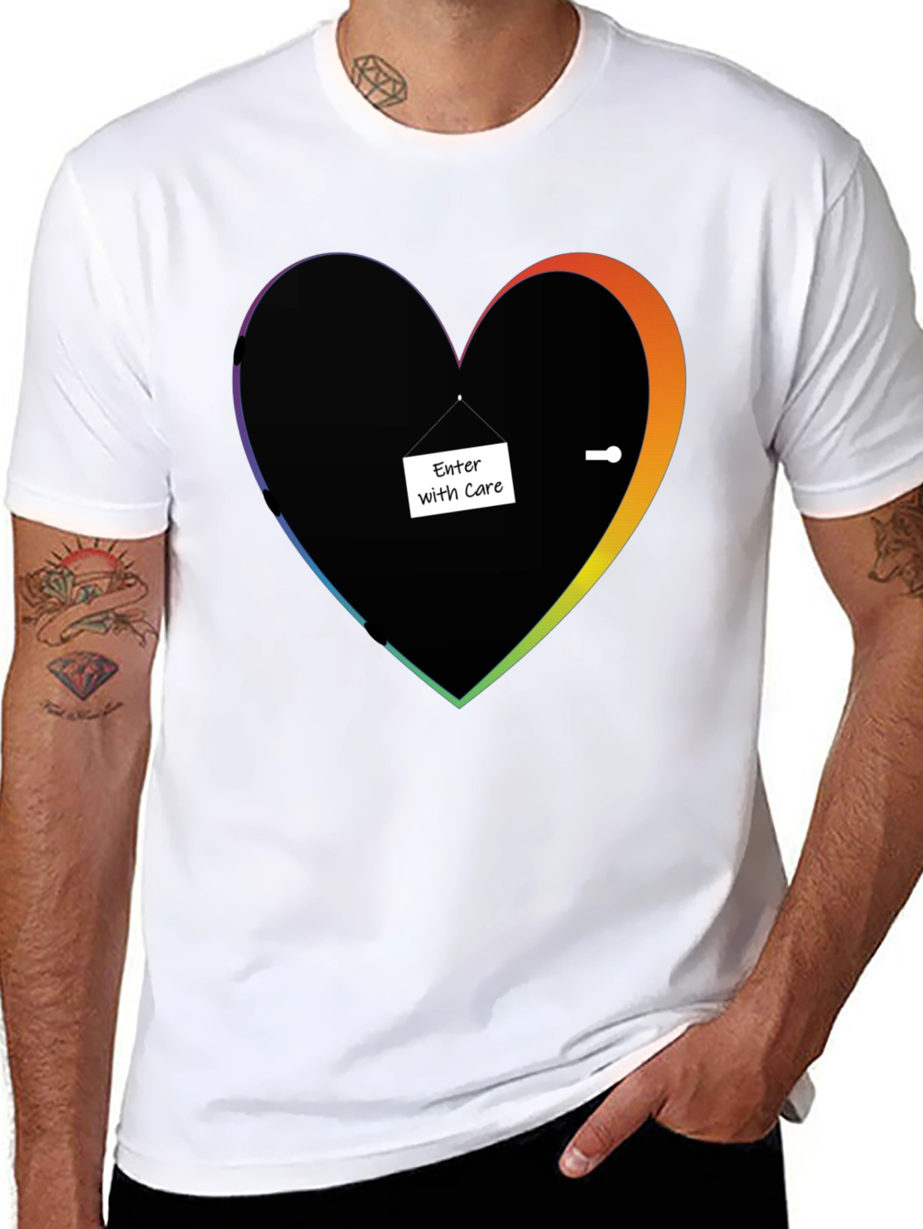 Enter With Care Heart Doorway Graphic Tee