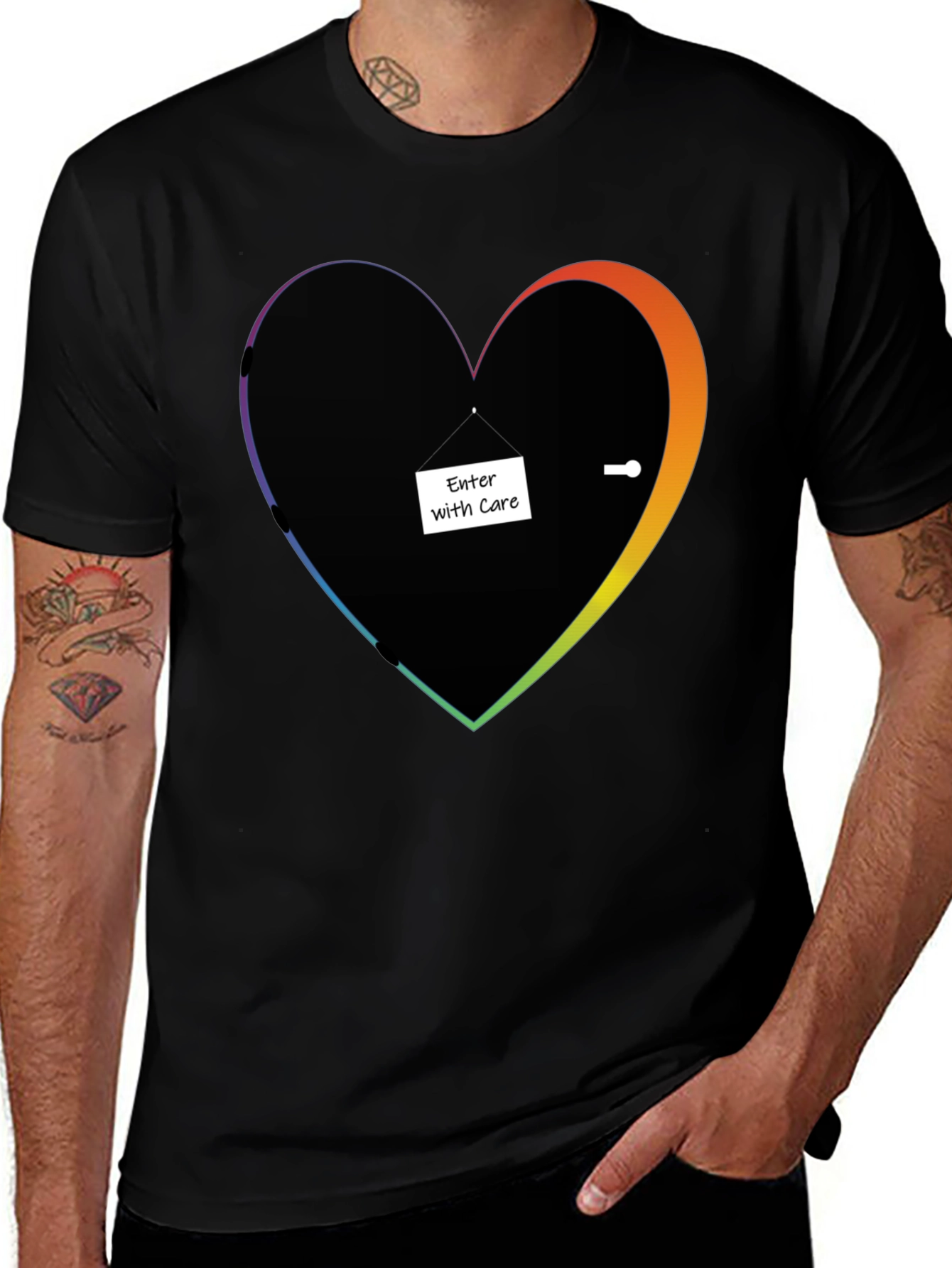 Enter With Care Heart Doorway Graphic Tee