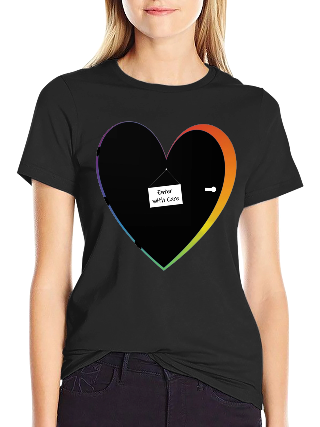 Enter With Care Heart Doorway Graphic Tee