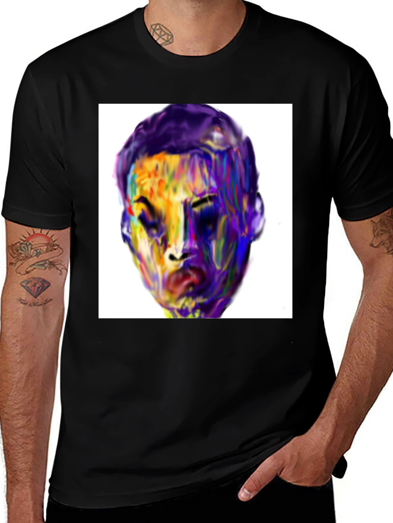 Artistic Portrait Graphic T-Shirt - Black