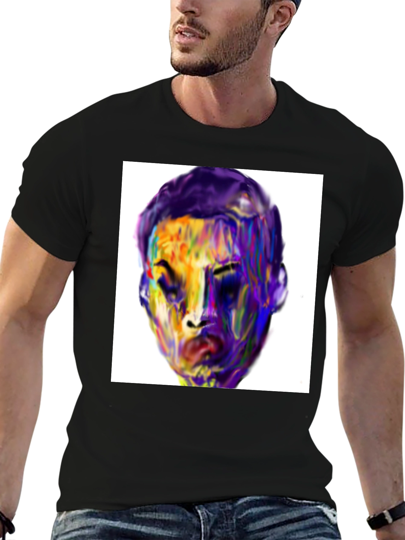 Artistic Portrait Graphic T-Shirt - Black