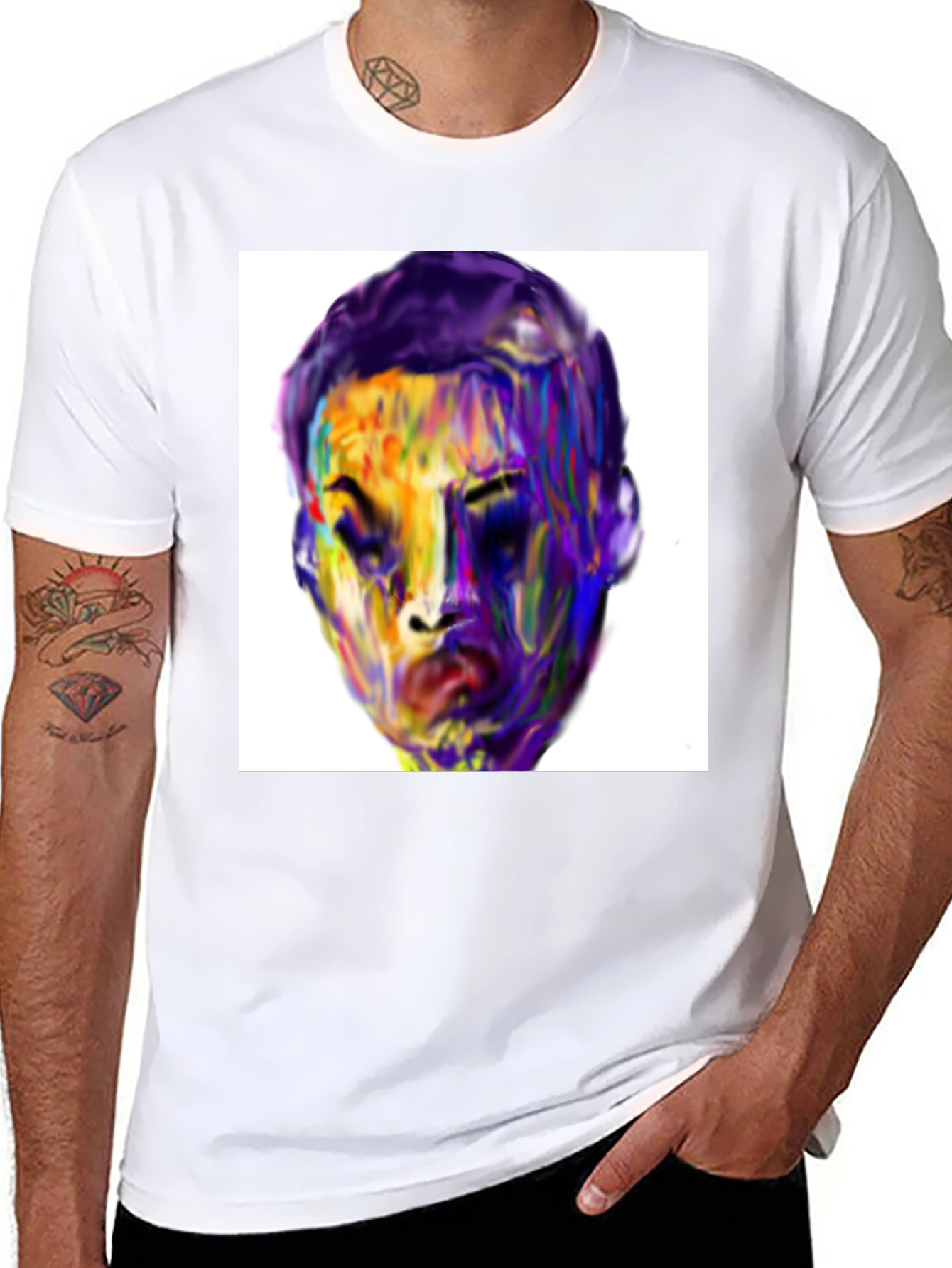 Artistic Portrait Graphic T-Shirt - Black