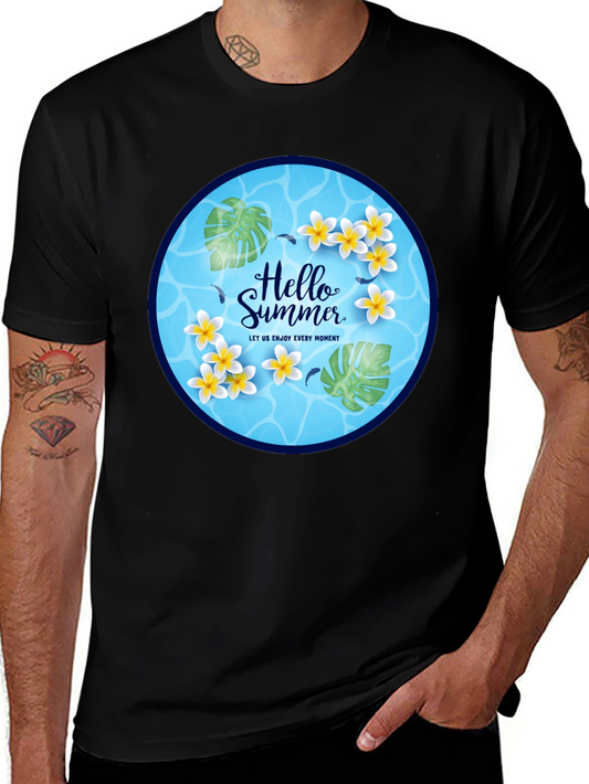 Hello Summer T-Shirt - Tropical Floral Design