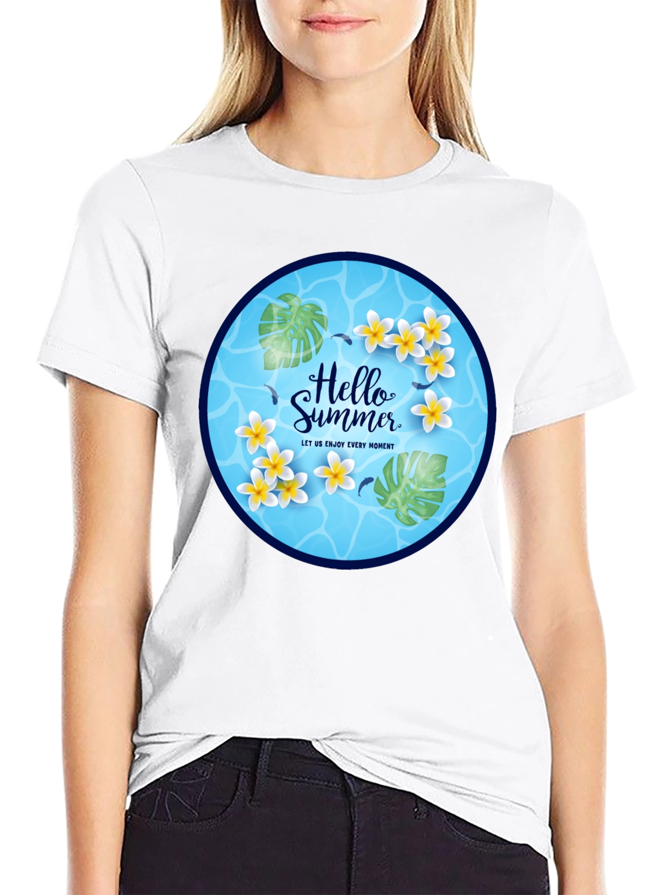 Hello Summer T-Shirt - Tropical Floral Design