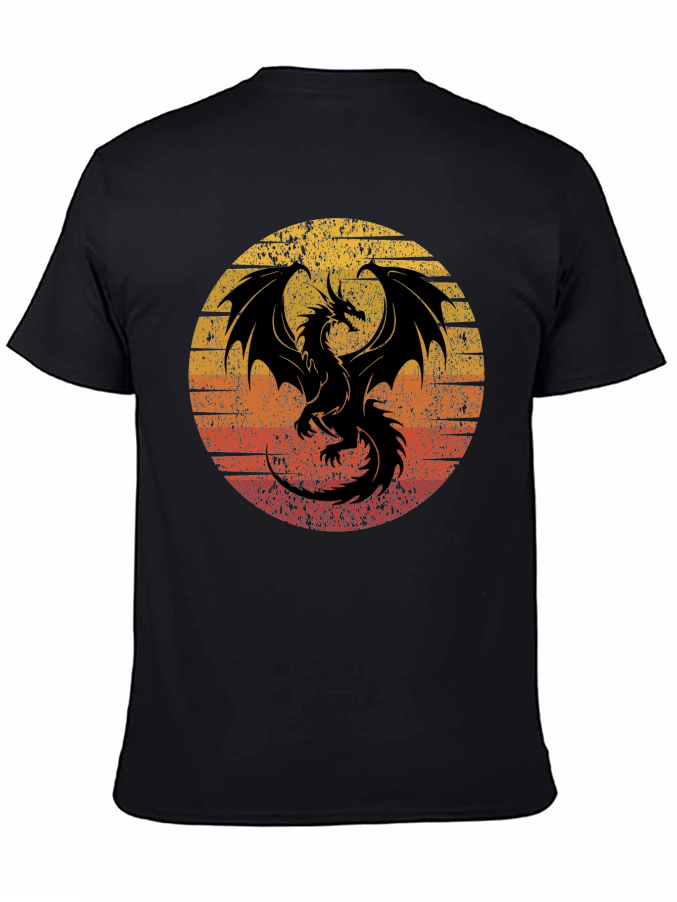 Retro Dragon Graphic Tee - Mens Black T-Shirt
