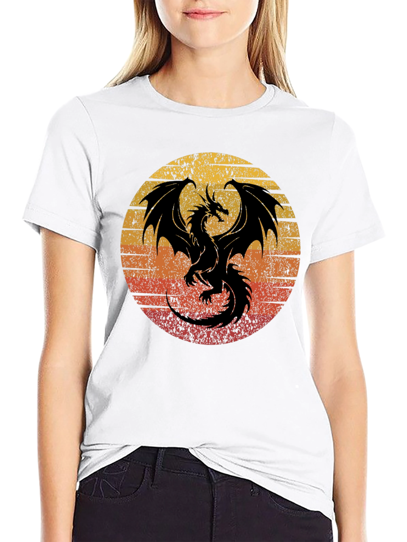 Retro Dragon Graphic Tee - Mens Black T-Shirt