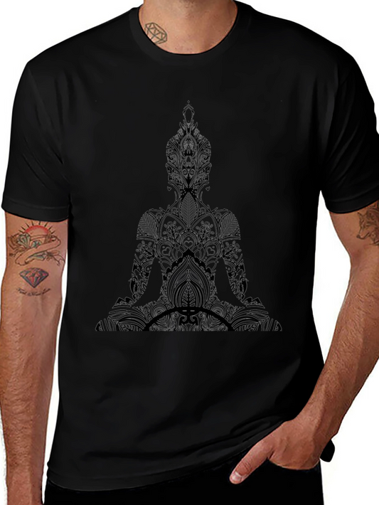 Mens Black Graphic Buddha T-Shirt