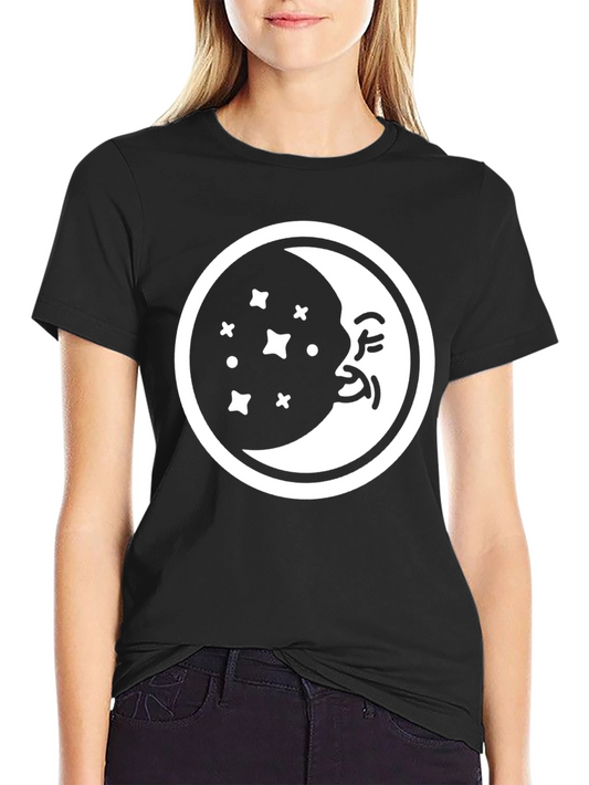 Celestial Moon Face Graphic T-Shirt